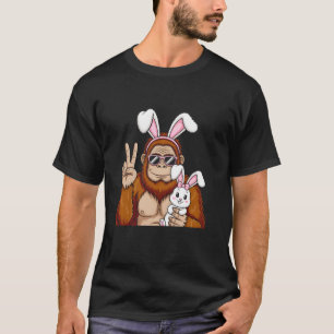 Gorilla With Bunny Ears Peace Sign Funny T-Shirt