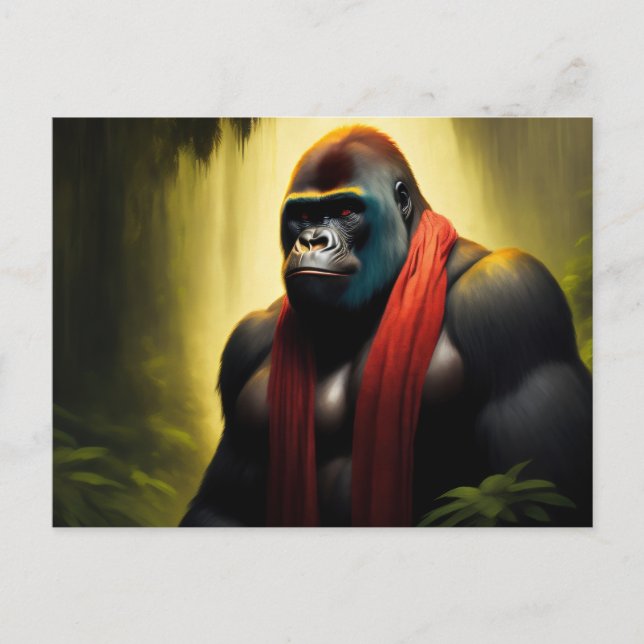 Gorilla with scarf in the jungle postcard (Front)