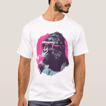 Gorilla with sunglasses and bubble gum