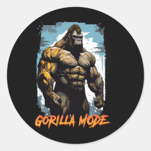Gorilla Workout Tees Gorilla Mode Gym And Bodybuil Classic Round Sticker