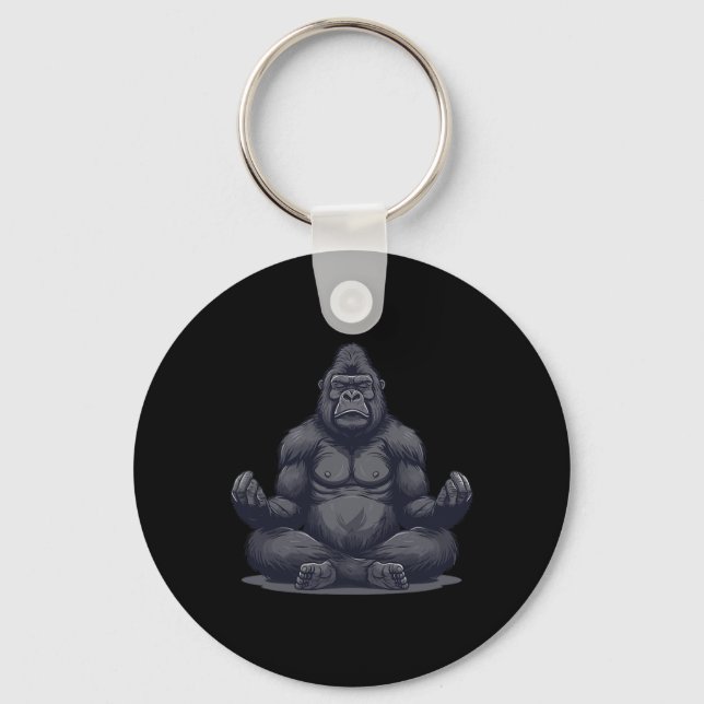 Gorilla Yoga Relax Silverck Gorilla _1  Key Ring (Front)