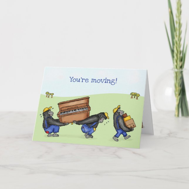 Gorillas funny moving house new home card (Front)