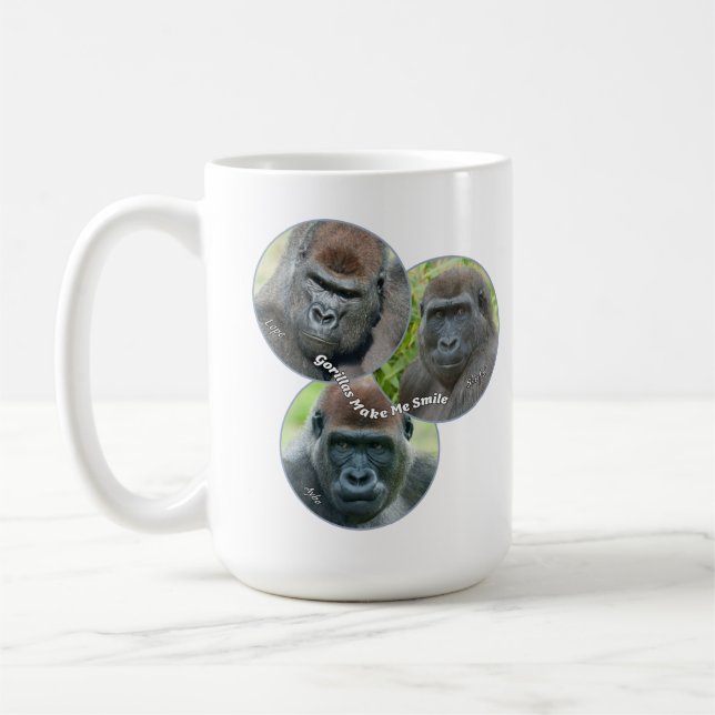 Gorillas Make Me Smile Coffee Mug (Left)