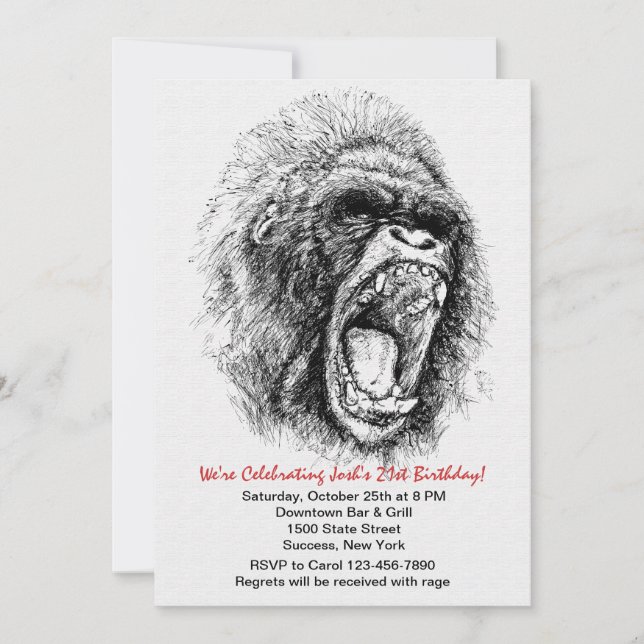 Gorilla's Rage Party Invitation (Front)