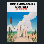 Gorleston-on-Sea Norfolk beach poster<br><div class="desc">Gorleston-on-Sea Norfolk beach poster decorated with a beautiful sand castle.</div>
