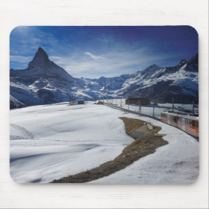 Gornergrat railway train and Matterhorn in Zermatt Mouse Pad