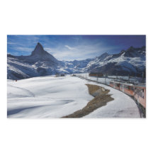 Gornergrat railway train and Matterhorn in Zermatt