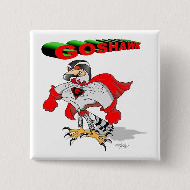 Goshawk Cartoon 15 Cm Square Badge (Front)