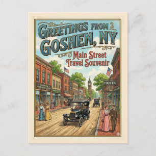 Goshen NY Main Street 1908 Vintage Style Postcard
