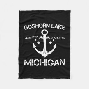Goshorn lake michigan funny fishing camping summer fleece blanket