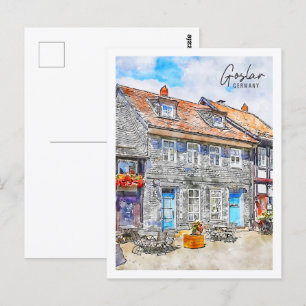 Goslar Germany Travel Place Watercolor Postcard