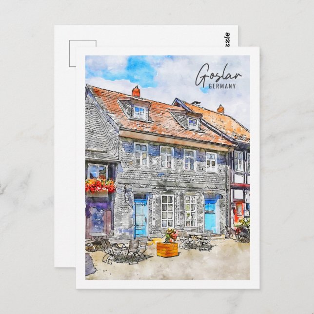 Goslar Germany Travel Place Watercolor Postcard (Front/Back)
