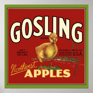 Gosling Baby Goose Apple Crate Label Poster