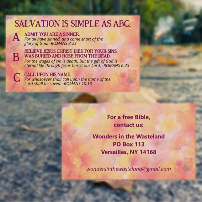 Gospel ABC Salvation Christian Evangelism KJV Business Card (Creator Uploaded)
