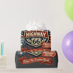 Gospel Highway 66 Christian Patriotic Design Wrapping Paper