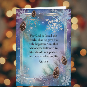 Gospel of John Scripture Watercolor Snowflakes  Holiday Card