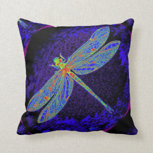 Gossamer Dragonfly Midnight Blue Pillow by Sharles