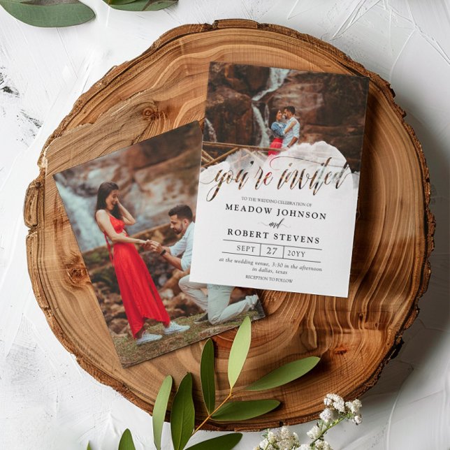 Gossamer Overlay Black Font Photo Informal Wedding Invitation (Creator Uploaded)