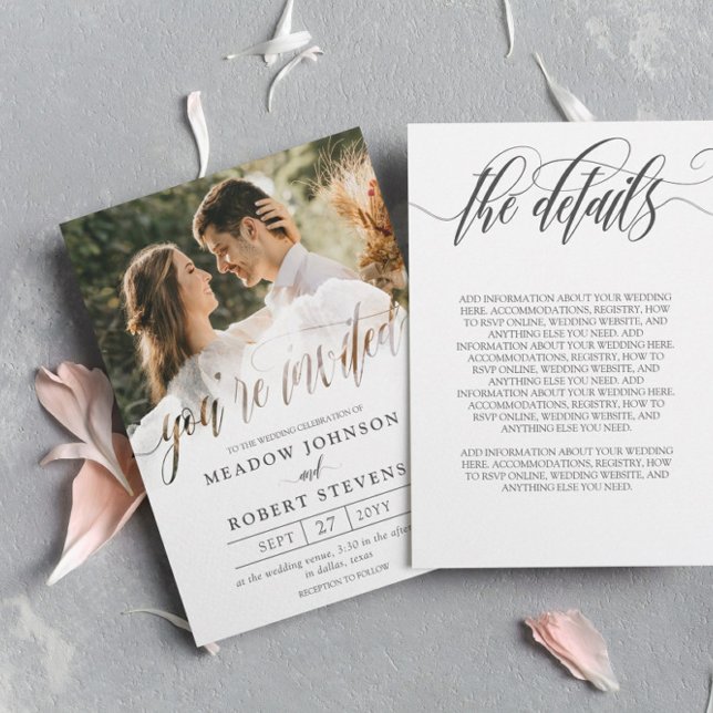 Gossamer Overlay Photo Informal 2 in 1 Wedding Invitation (Creator Uploaded)