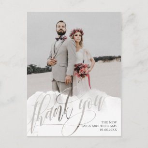 Gossamer Overlay Wedding Photo Thank You Postcard