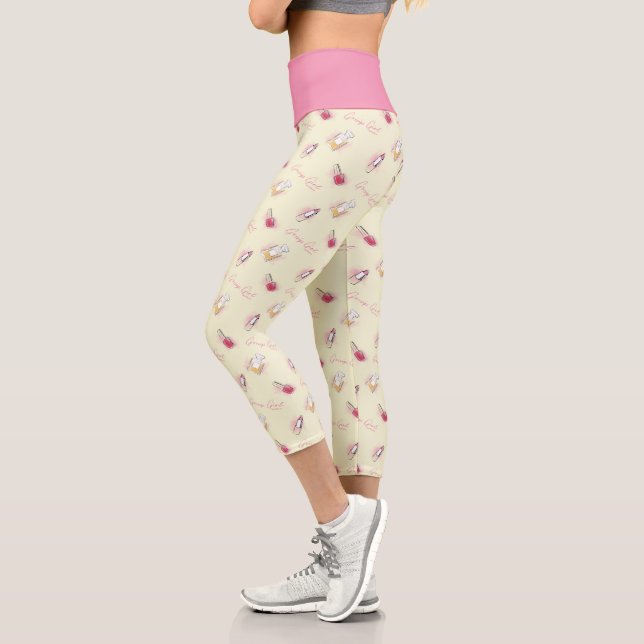 Gossip Girl Lipstick & Perfume Pattern Capri Leggings (Left)