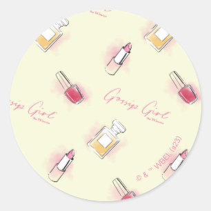 Gossip Girl Lipstick & Perfume Pattern Classic Round Sticker