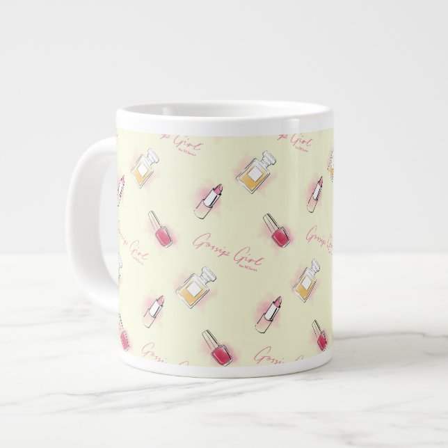 Gossip Girl Lipstick & Perfume Pattern Large Coffee Mug (Front Left)