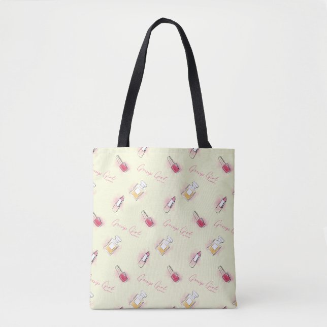 Gossip Girl Lipstick & Perfume Pattern Tote Bag (Front)
