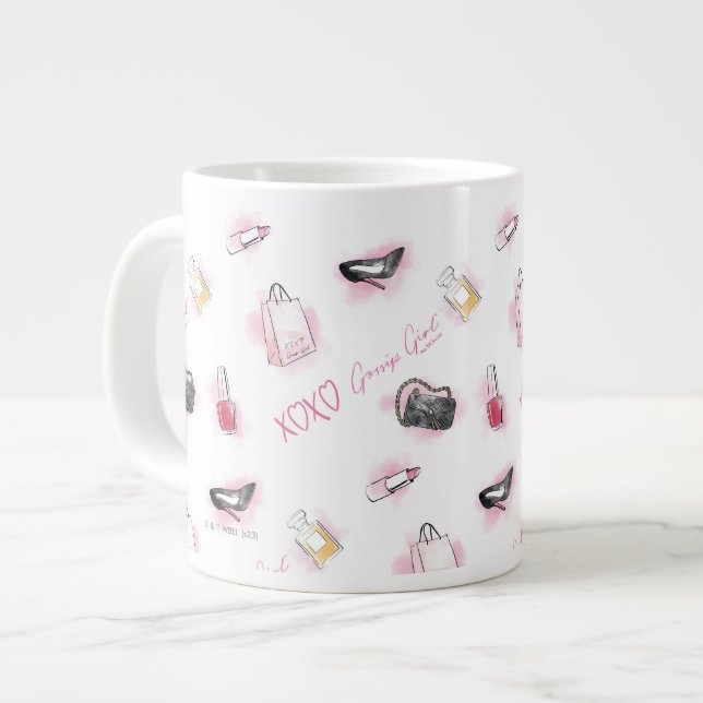 Gossip Girl Makeup Pattern Large Coffee Mug (Front Left)