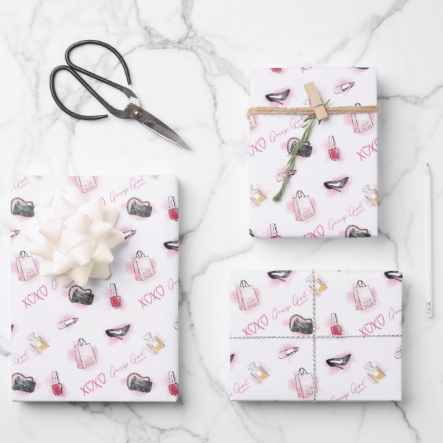 Gossip Girl Makeup Pattern Wrapping Paper Sheet (Front)