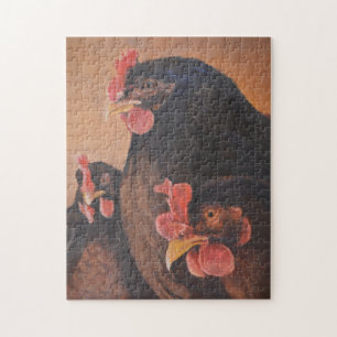 Gossip Girls Chickens Hens Art Jigsaw Puzzle