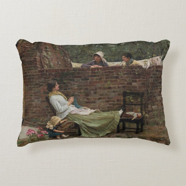 Gossip - John William Waterhouse Decorative Cushion (Front)
