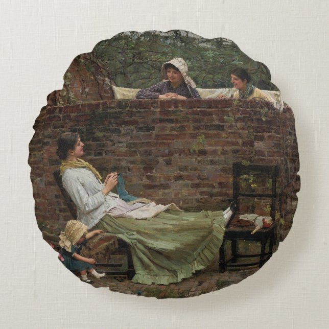 Gossip - John William Waterhouse Round Cushion (Front)