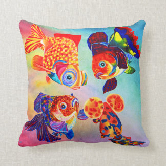Gossiping Goldfish design decorative pillow
