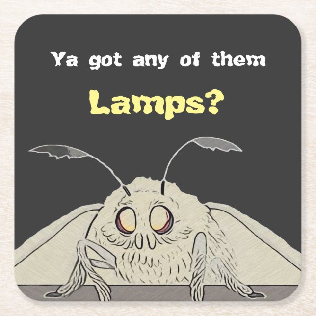 Got Any Lamps Moth Meme Square Paper Coaster (Front)
