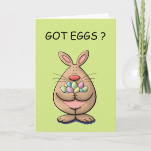 got eggs? cute & funny easter bunny cartoon holiday card