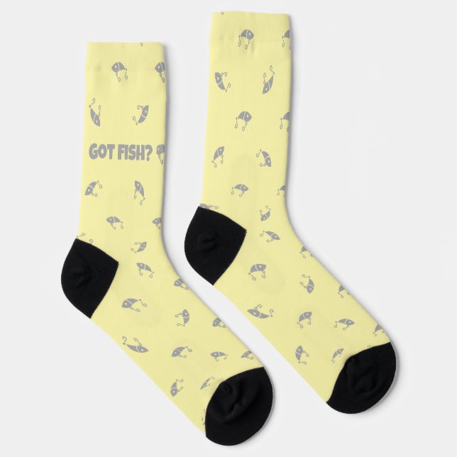 Got fish? In light yellow and grey Socks (Right)