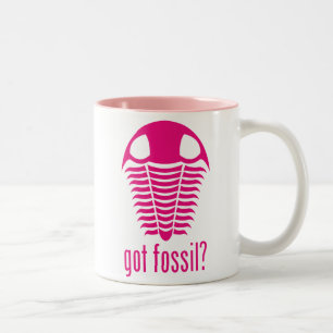 GOT FOSSIL? Pink Trilobite Two-Tone Coffee Mug