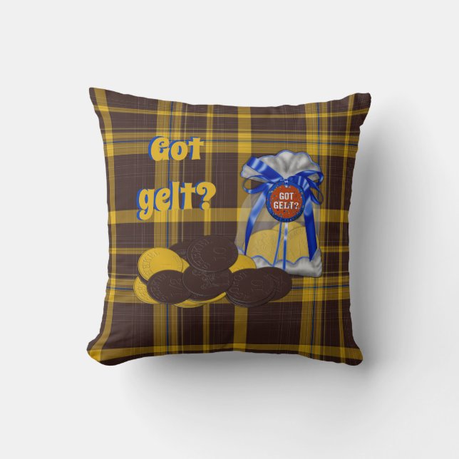 Got-Gelt-Chocolate-Coin-Grouping-Plaid-1 Cushion (Front)