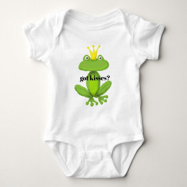 got kisses prince frog fairy tale funny joke baby bodysuit (Front)