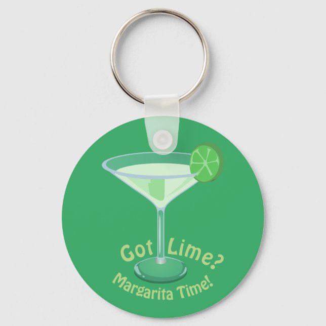 Got Lime? Margarita Time! Cocktail Slogan Key Ring (Front)