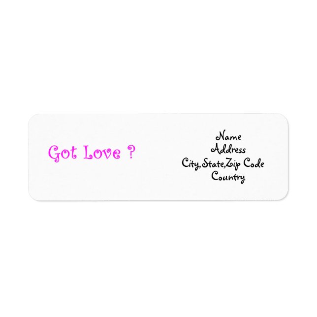 Got Love-address label Return Address Label (Front)