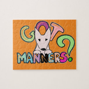 GOT MANNERS? English Bull Terrier pet art Jigsaw Puzzle