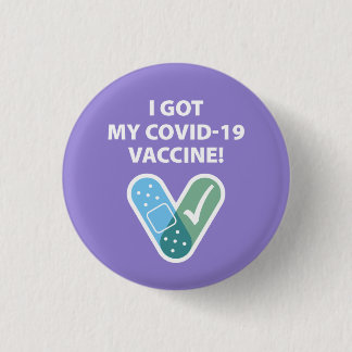 Got my COVID-19 Vaccine! Bandaid Purple 3 Cm Round Badge