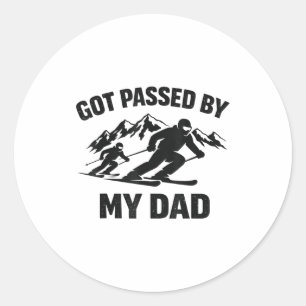 Got passed by dad skiing family winter sports fun classic round sticker