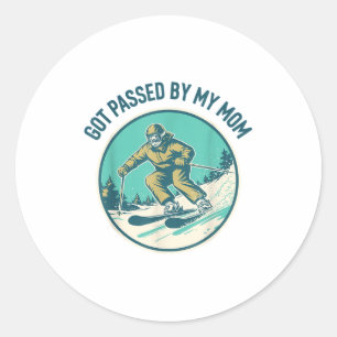 Got passed by my mum winter slope day skiing life classic round sticker