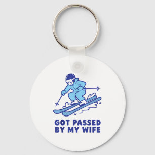 Got passed by wife snowy slope skiing adventure key ring