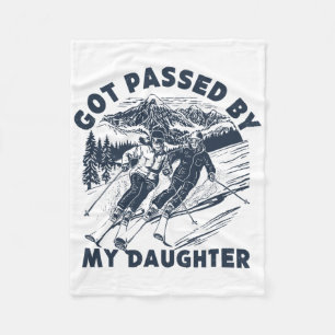 Got Ped By My Daughter,funny Family Skiing Dad Mum Fleece Blanket