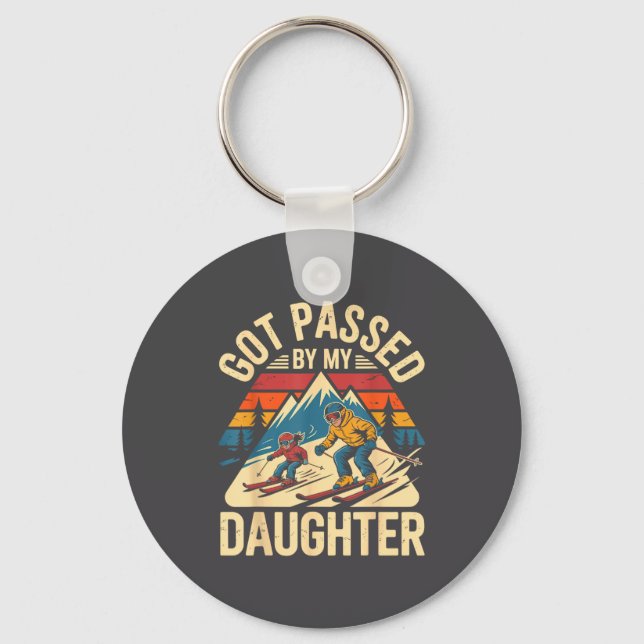 Got Ped By My Daughter Funny Ski Dad Retro Mountai Key Ring (Front)