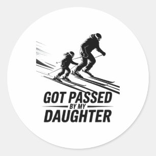 Got Ped By My Daughter Funny Skiing _49 Classic Round Sticker